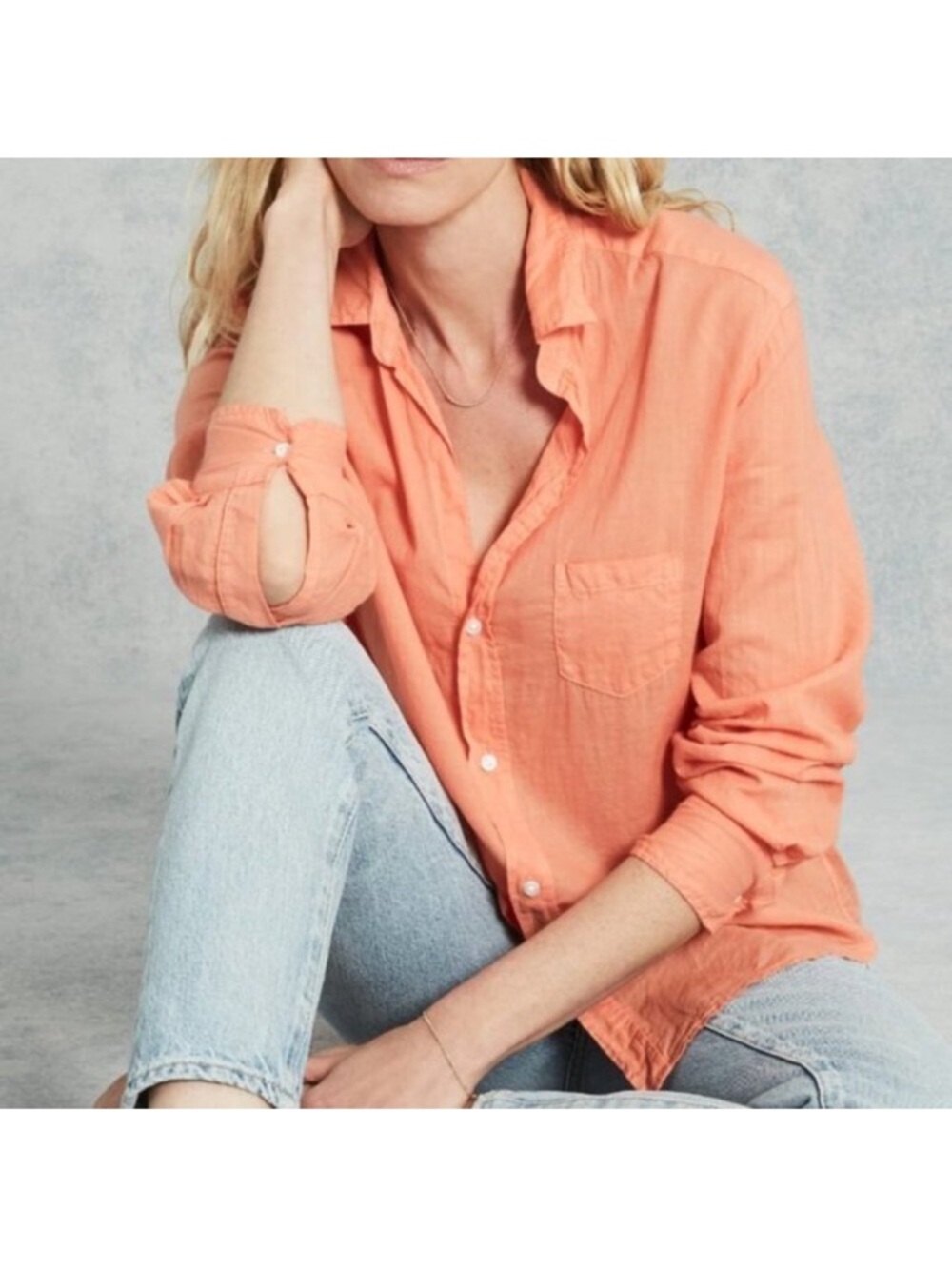 Frank & Eileen Eileen Button Down Shirt Peach